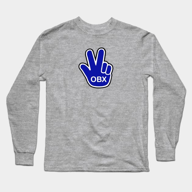 OBX Blue Hand Wave Long Sleeve T-Shirt by Trent Tides